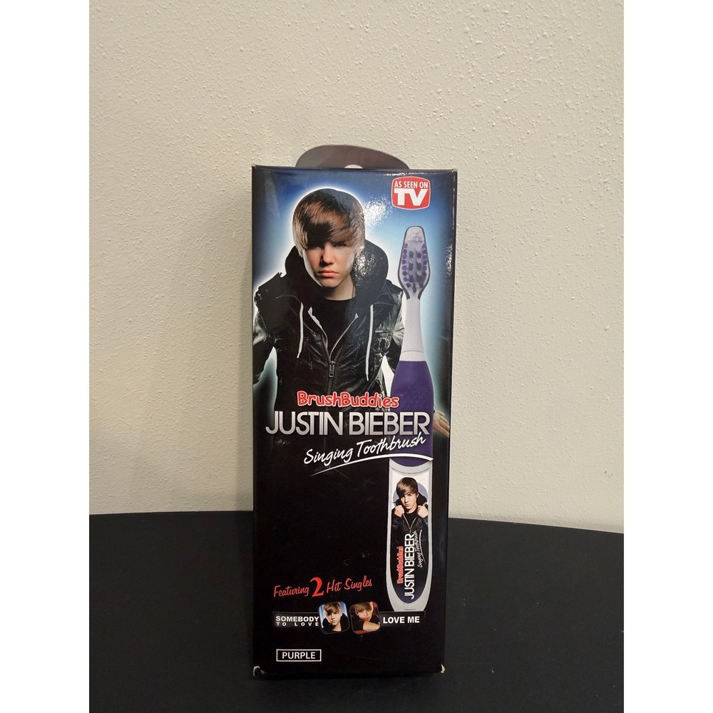 Vintage BrushBuddies Justin Bieber Singing Toothbrush Purple Somebody to Love Me